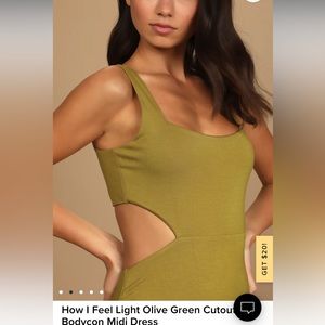 Lulu’s “How I feel” light green cutout midi dress